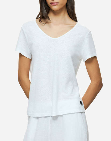 DIRTY LAUNDRY V-NECK LINEN BLEND T-SHIRT