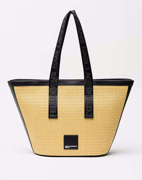 KARL LAGERFELD JEANS KLJ BOX LOGO RAFFIA SHOPPER