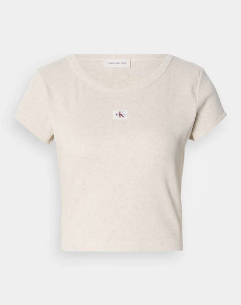 CALVIN KLEIN JEANS A- WOVEN LABEL 2X2 RIB BABY TEE