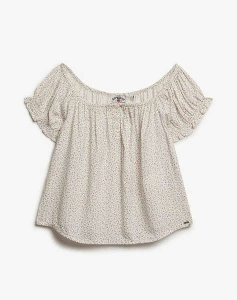 SUPERDRY D3 OVIN SS 1/2 BUTTON WOVEN TOP WOMEN''S BLOUSE