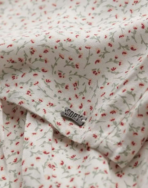SUPERDRY D3 OVIN SS 1/2 BUTTON WOVEN TOP WOMEN''S BLOUSE