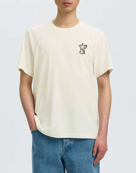 SELECTED SLHASPEN EMB SS O-NECK TEE