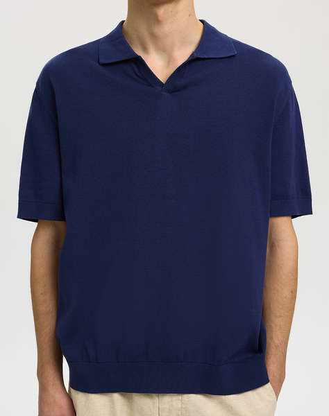 SELECTED SLHTORINO SS KNIT RELAXED OPEN POLO