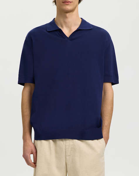 SELECTED SLHTORINO SS KNIT RELAXED OPEN POLO