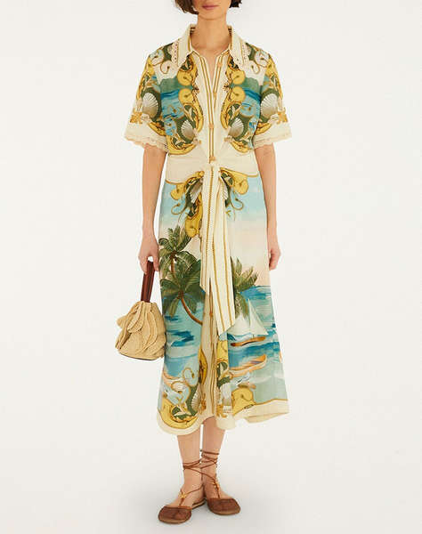FARM RIO ROYAL SEA MULTICOLOR MIDI DRESS-ROYAL SEA MULTICOLOR