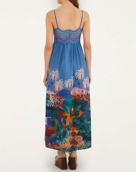 FARM RIO DREAM LANDSCAPE MULTICOLOR SLEEVELESS MAXI DRESS-DREAM LANDSCAPE MULTICOLOR