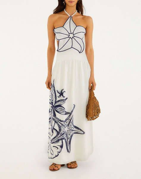 FARM RIO COAST STARS OFF-WHITE MAXI DRESS-COAST STARS OFF-WHITE