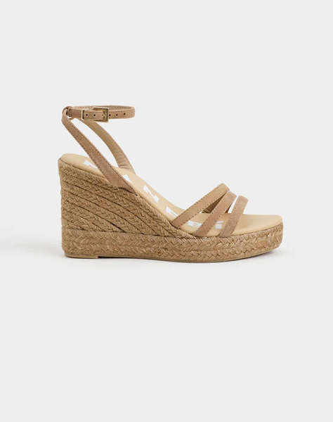 MANEBI W 1.6 WY, THREE BANDS WEDGE ESPADRILLES, VINTAGE TAUPE ON TONE