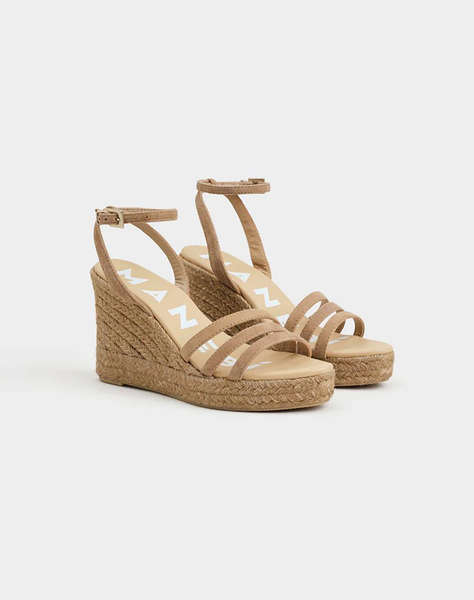 MANEBI W 1.6 WY, THREE BANDS WEDGE ESPADRILLES, VINTAGE TAUPE ON TONE