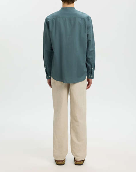 SELECTED SLMREGCLAY LINENBLEND LS SHIRT BAND NOOS