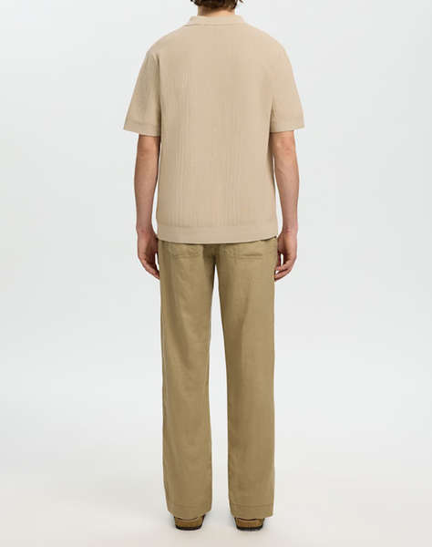 SELECTED SLHMATTIS SS LINEN BLEND STRUC POLO NOOS
