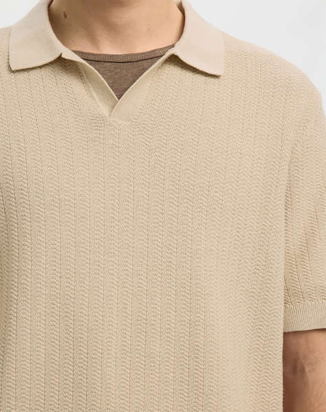SELECTED SLHMATTIS SS LINEN BLEND STRUC POLO NOOS