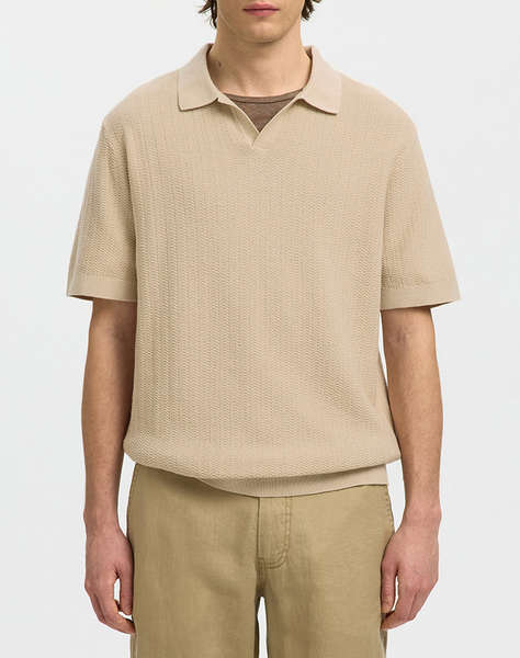 SELECTED SLHMATTIS SS LINEN BLEND STRUC POLO NOOS