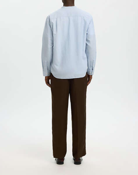 SELECTED SLMREGCLAY LINENBLEND LS SHIRT BAND NOOS