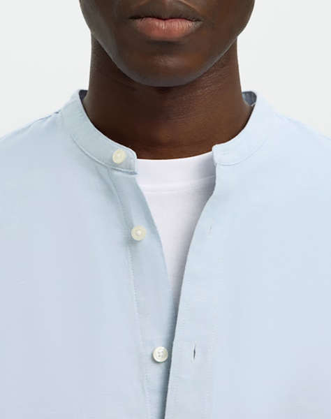 SELECTED SLMREGCLAY LINENBLEND LS SHIRT BAND NOOS