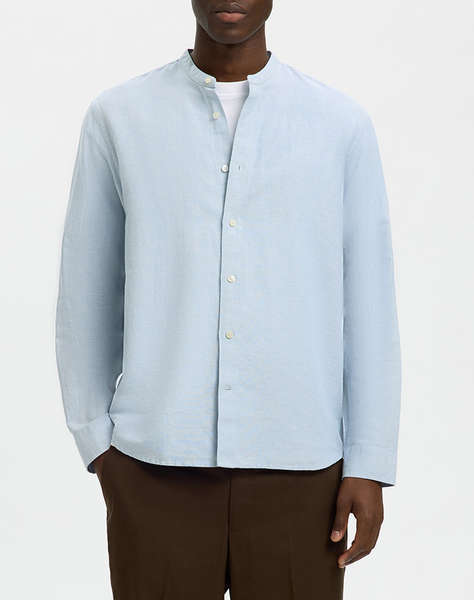 SELECTED SLMREGCLAY LINENBLEND LS SHIRT BAND NOOS