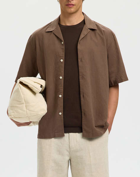 SELECTED SLMRLXCASPER CLAY LINENBLEND SS SHT NOOS