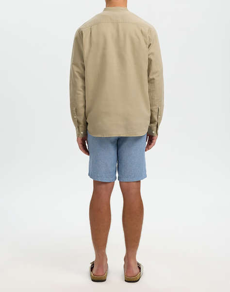 SELECTED SLMREGCLAY LINENBLEND LS SHIRT BAND NOOS