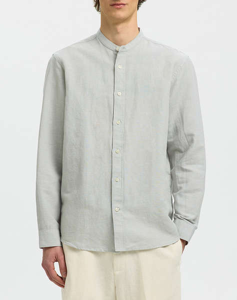 SELECTED SLMREGCLAY LINENBLEND LS SHIRT BAND NOOS