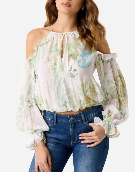 GUESS LS EMILY COLD SHLDR TOP WOMEN''S SHIRT