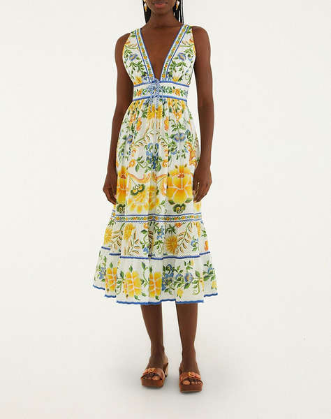 FARM RIO EMILY FLORAL TAPESTRY OFF-WHITE MIDI DRESS-EMILY FLORAL TAPESTRY OFF-WHITE