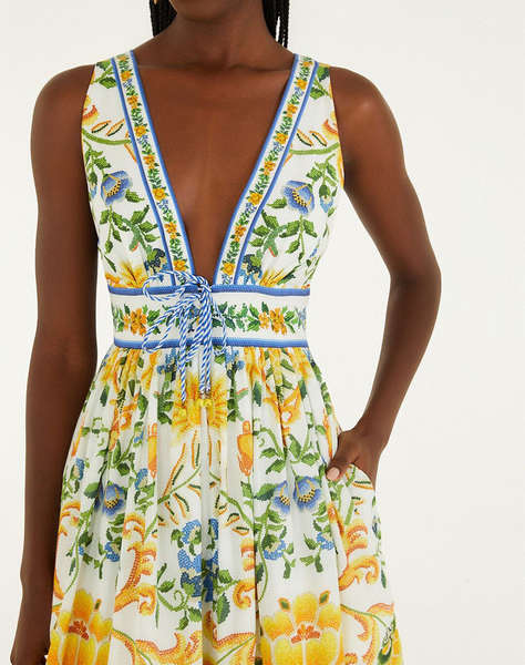 FARM RIO EMILY FLORAL TAPESTRY OFF-WHITE MIDI DRESS-EMILY FLORAL TAPESTRY OFF-WHITE