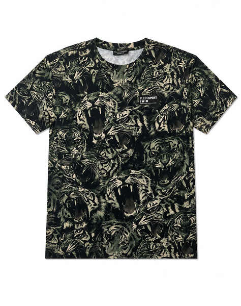 PLEIN SPORT PS26MTS10 ALLOVER TIGER SHORT SLEEVE BLOUSEPLEIN SPORT