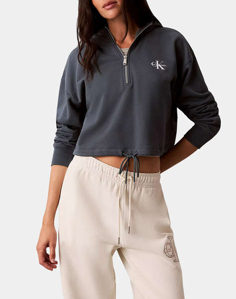 CALVIN KLEIN JEANS LS MONOLOGO TERRY CROPPED TIE HZ
