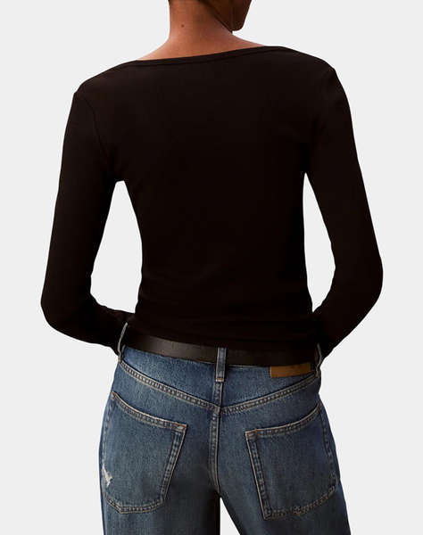 CALVIN KLEIN JEANS LS WOVEN LABEL 2X2 RIB SCOOP NEC