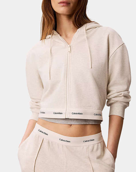 CALVIN KLEIN JEANS LS TERRY LOGO WAIST CROPPED FZ H