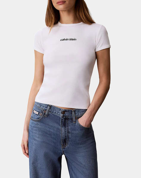 CALVIN KLEIN JEANS SS CONTOUR RIB LOGO RINGER TEE