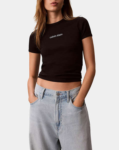 CALVIN KLEIN JEANS SS CONTOUR RIB LOGO RINGER TEE