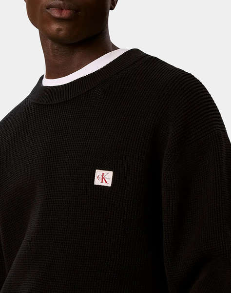 CALVIN KLEIN JEANS LS CLSC CTTN WFL CRWNK SWTR 9GG