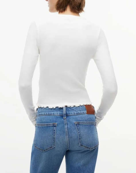 TOMMY JEANS TJW SLIM SH LETTUCE EDGE RIB LS