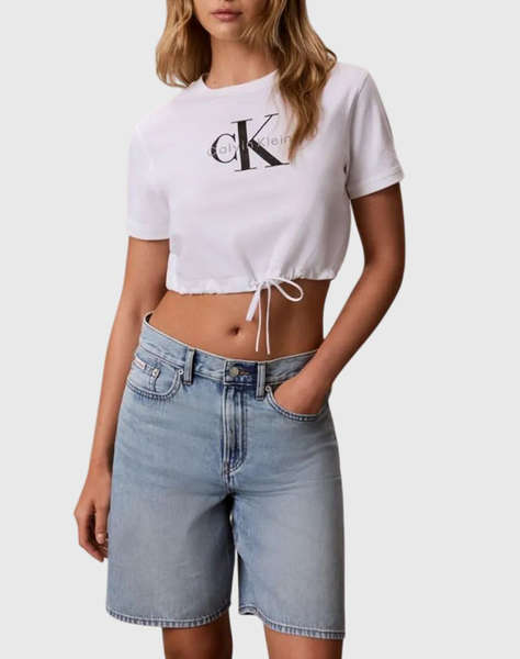 CALVIN KLEIN KEANS SS MONOLOGO CROPPED TIE TEE