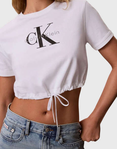 CALVIN KLEIN KEANS SS MONOLOGO CROPPED TIE TEE