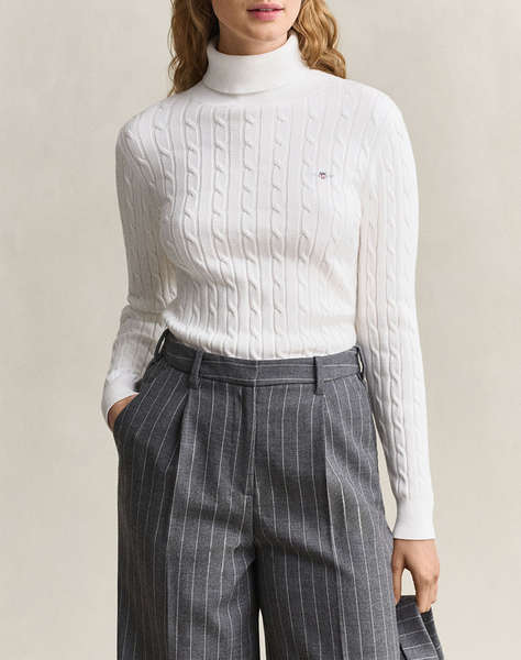 GANT ПУЛОВЕР С ДЪЛЪГ РЪКАВ STRETCH COTTON CABLE TURTLENECK
