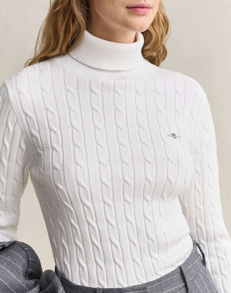 GANT ПУЛОВЕР С ДЪЛЪГ РЪКАВ STRETCH COTTON CABLE TURTLENECK