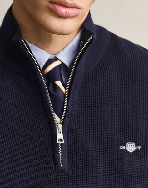 GANT ПУЛОВЕР С ДЪЛЪГ РЪКАВ MICRO TEXTURED COTTON HALF ZIP