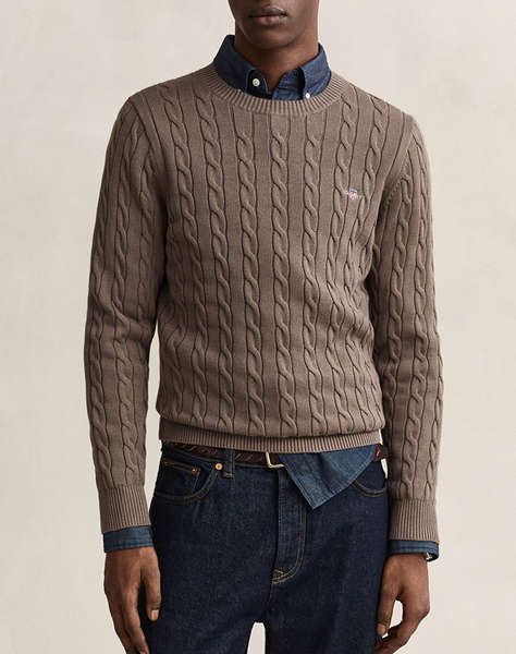 GANT ПУЛОВЕР С ДЪЛЪГ РЪКАВ COTTON CABLE C-NECK