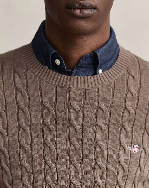 GANT ПУЛОВЕР С ДЪЛЪГ РЪКАВ COTTON CABLE C-NECK