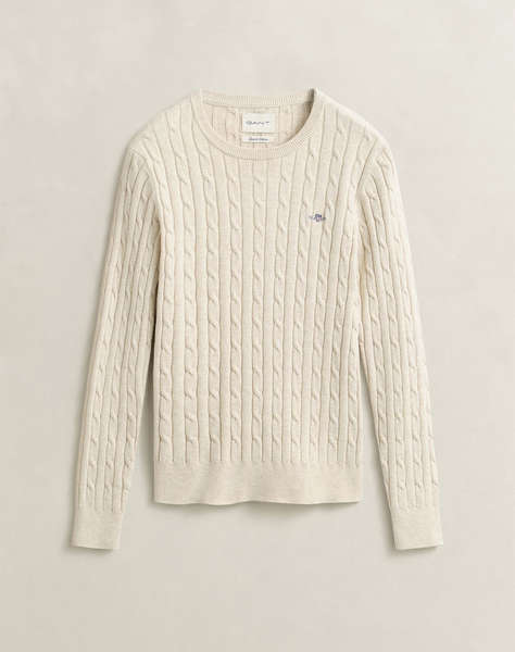 GANT ПУЛОВЕР С ДЪЛЪГ РЪКАВ STRETCH COTTON CABLE C-NECK