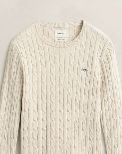 GANT ПУЛОВЕР С ДЪЛЪГ РЪКАВ STRETCH COTTON CABLE C-NECK