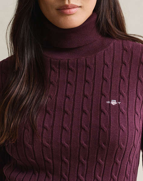 GANT ПУЛОВЕР С ДЪЛЪГ РЪКАВ STRETCH COTTON CABLE TURTLENECK