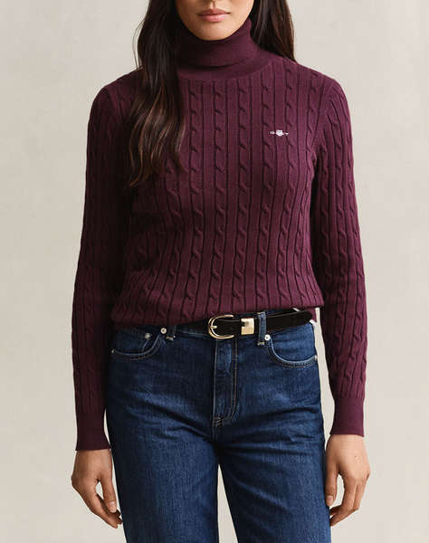 GANT ПУЛОВЕР С ДЪЛЪГ РЪКАВ STRETCH COTTON CABLE TURTLENECK
