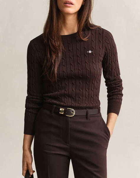 GANT ПУЛОВЕР С ДЪЛЪГ РЪКАВ STRETCH COTTON CABLE C-NECK