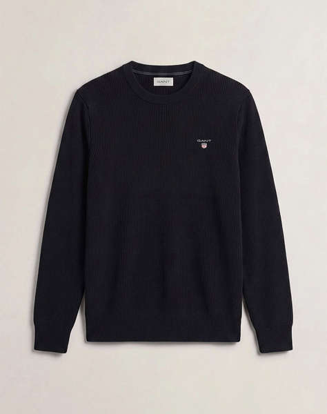 GANT ПУЛОВЕР С ДЪЛЪГ РЪКАВ MICRO TEXTURED COTTON C-NECK