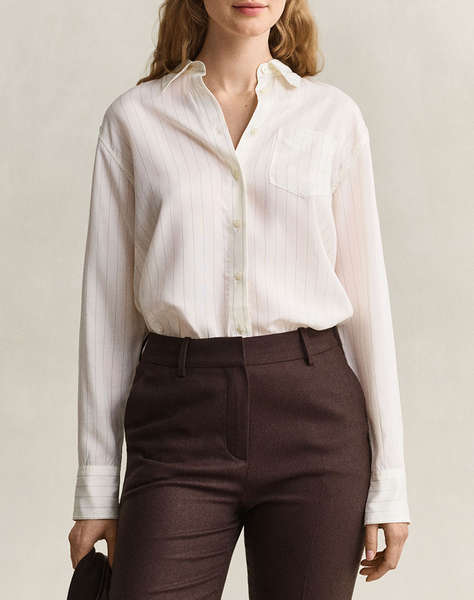 GANT РИЗА С ДЪЛЪГ РЪКАВ PINSTRIPE BACK FOLD DETAIL SHIRT