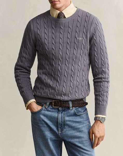 GANT ПУЛОВЕР С ДЪЛЪГ РЪКАВ COTTON CABLE C-NECK