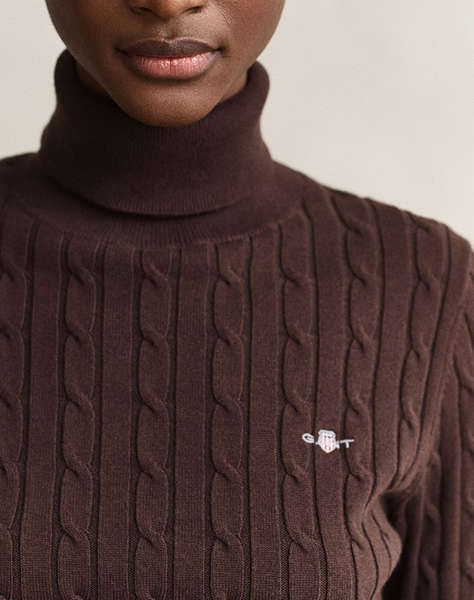 GANT ПУЛОВЕР С ДЪЛЪГ РЪКАВ STRETCH COTTON CABLE TURTLENECK